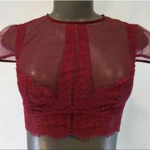 Victorias Secret Red Blouse Sheer Lingerie (NWT)